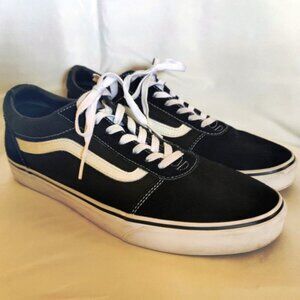 Van's Mens Ward Suede & Canvas Skate Shoes in Black/White, Size 11.5